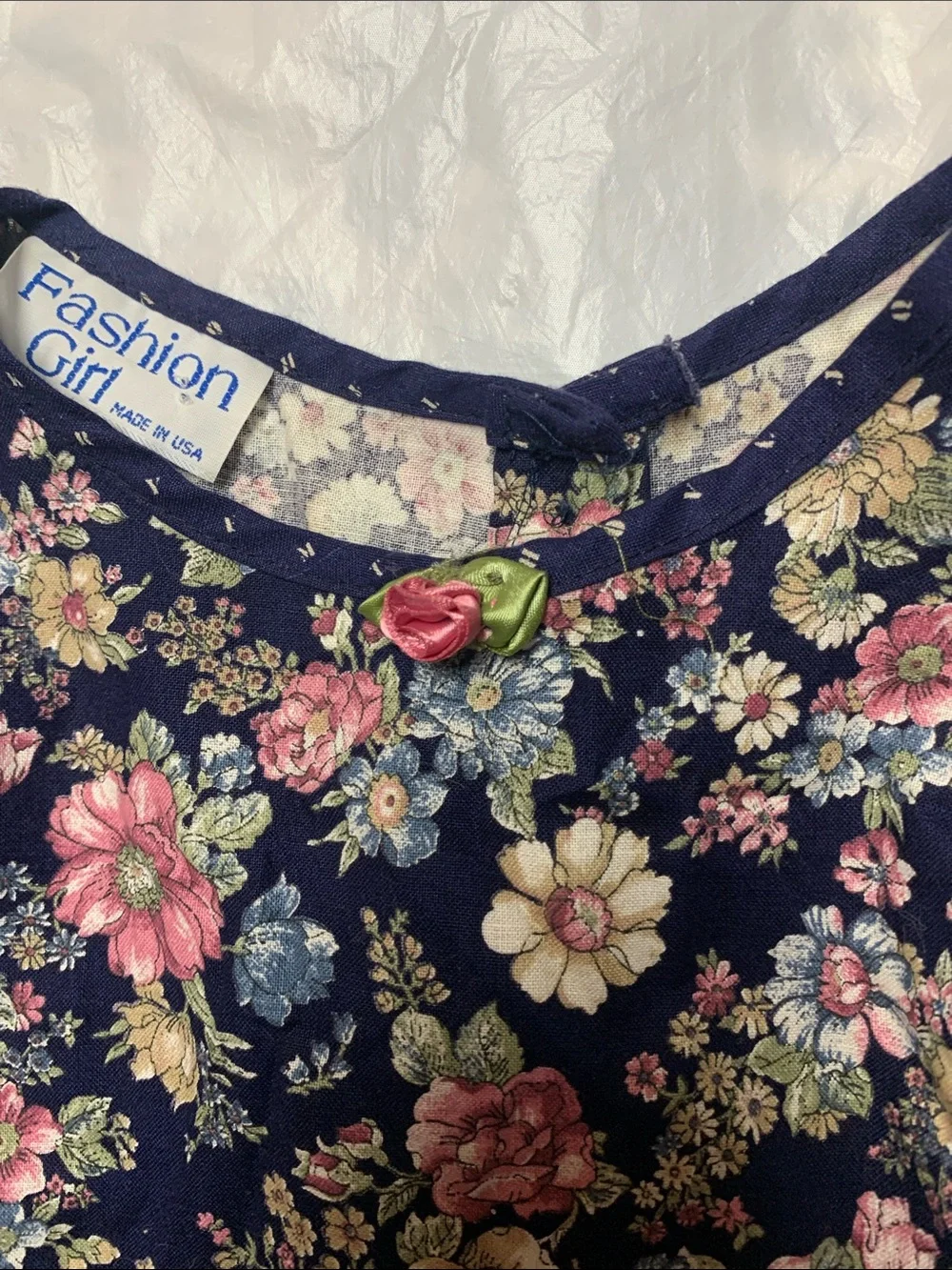 Fashion Girl Vintage Made In USA Floral Print Cottagecore Prairie Dress Kids 8